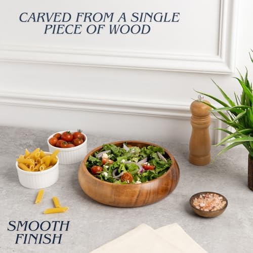 Acacia wood salad bowls set of 2 | Individual wooden bowls