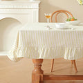 meioro Striped Ruffled Tablecloth Square Fall Cotton Blend Stripe