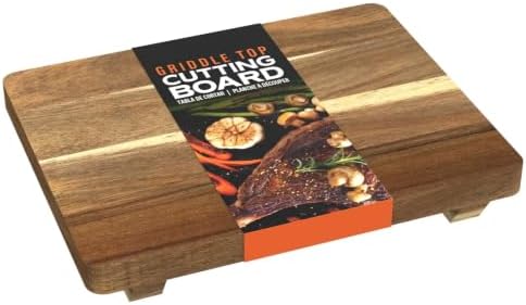 14x11 Acacia Wood Cutting Board with Feet for Griddle
