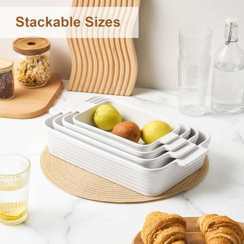 Ceramic Baking Dish Set of 4, White