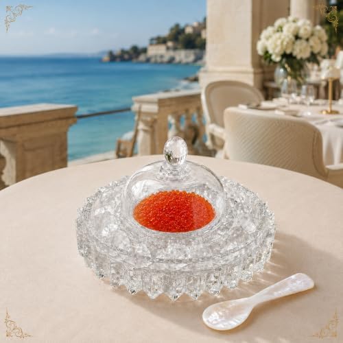 Extra Thick High Quality Glass Caviar Serving Set Divided Serving Bowl