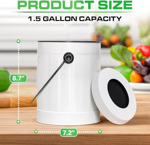 Plexon 1.5 Gallon White Countertop Compost Bin