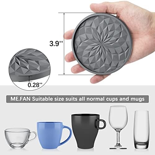 ME.FAN Silicone Coasters with Holder,[6 Pack] Drinking Coasters - Cup