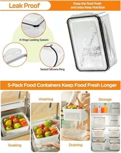 4 in 1 Food Storage Container with Lid, 2026 New Fruit Storage