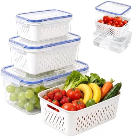 3-Pack Fruit Storage Containers with Removable Colander