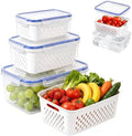 3-Pack Fruit Storage Containers with Removable Colander