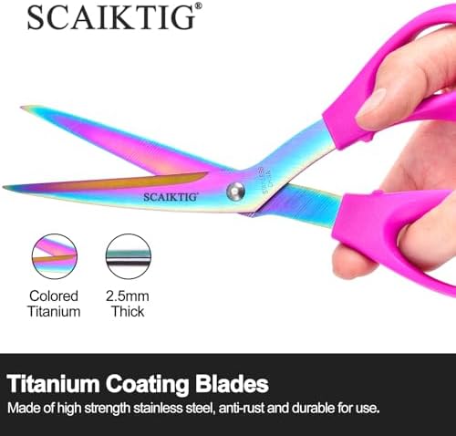 SCAIKTIG 8.5“ Bent Fabric Scissors All Purpose Sharp Heavy Duty, Bent