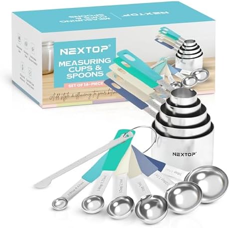 Nextop 14-Piece Stainless Steel Measuring Cups and Measuring Spoons