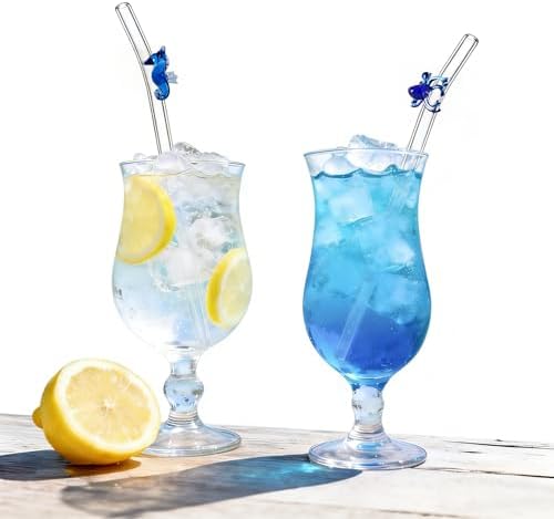 Reusable Glass Straws with 2 Cleaning Brushes, Shatter Resistant