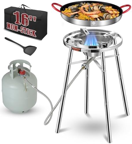 ARC Nonstick Paella Pan, Stainless Steel Burner and Stand Set, Paella