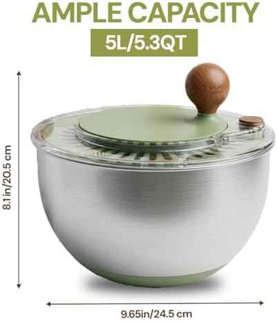 5.3QT Stainless Steel Salad Spinner - Large Salad Spinner with