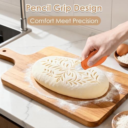 Bread Lame Sourdough Scoring Tool, 5 Razor Blades, Orange