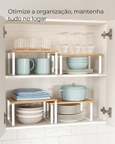 SONGMICS Cabinet Organizer Shelf, Set of 2