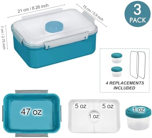 47oz Salad Lunch Container To Go, 3 Pack Salad Bowls Bento Lunch Boxes