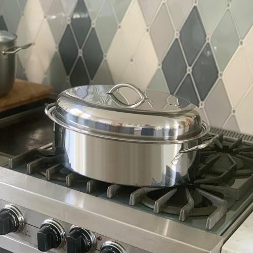 Fox Run Oval Roaster Set, Stainless Steel, 10-Quart