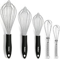 Anaeat Stainless Steel Kitchen Whisk Set of 5, Milk and Egg Beater