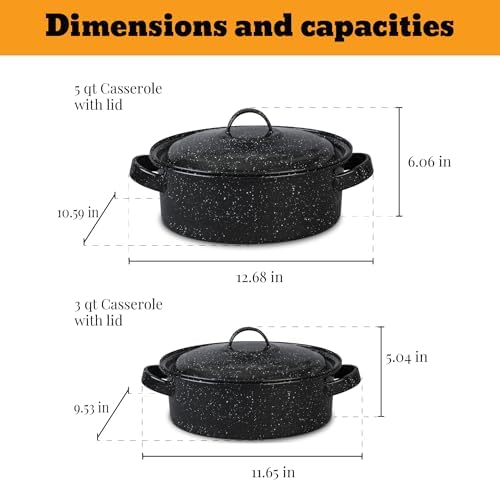 Granite Ware 6-Piece Enameled Steel Casserole Set with Lids