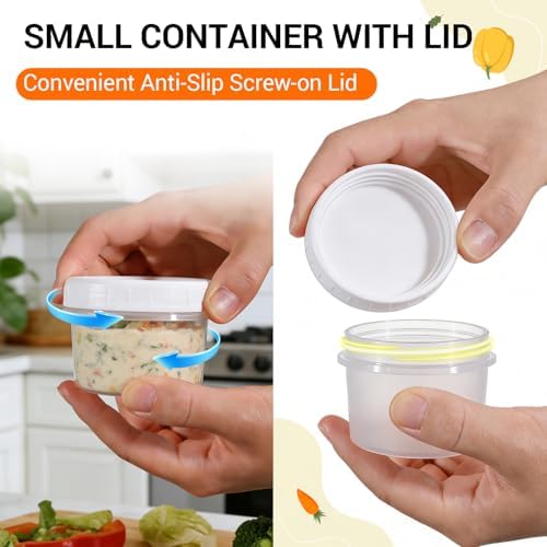 DEMORA 5 oz Small Plastic Containers with Twist on Lids [20 Sets]
