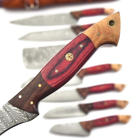 129-8 8-Piece Stainless Steel Damascus Knife Set
