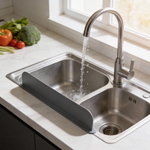 Reusable Silicone Kitchen Sink Splash Guard 49Cm Water Barrier For