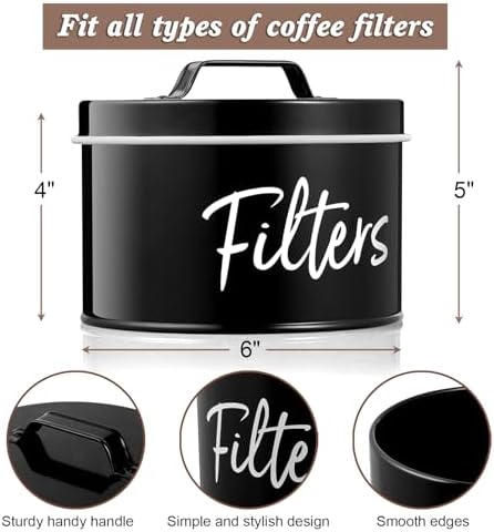 DRASTAR Coffee Filter Holder, Black Filter Storage with Lid for