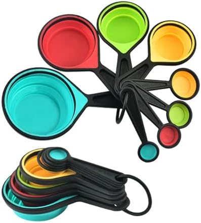 VUFVOID 8pcs Collapsible Silicone Measuring Cups and Spoons Set