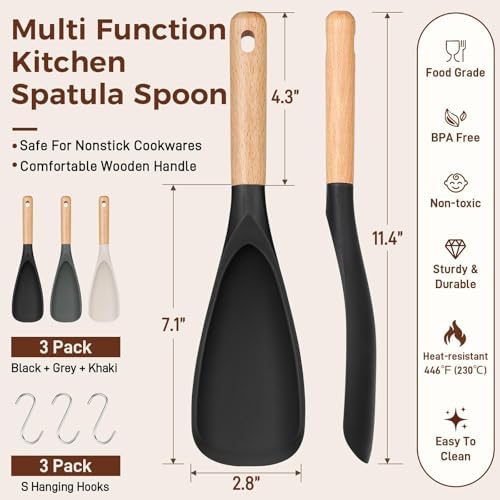 3 PACK Cooking Spoon Spatula for Nonstick Cookware, Heat Resistant