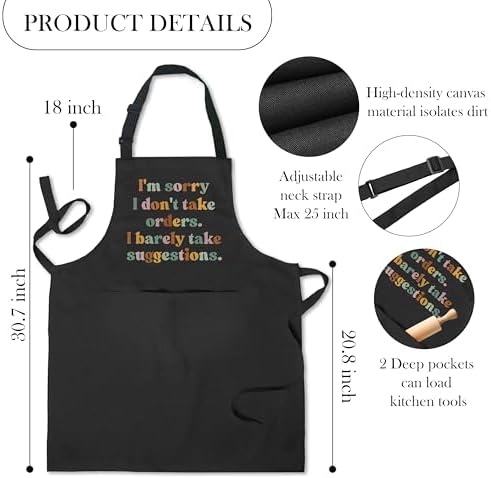 Funny Apron with Pockets for Women Men, Sarcastic Quote I'm Sorry I
