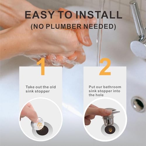WELLUP Bathroom Sink Stopper,Sink Drain Stopper Pop Up Strainer