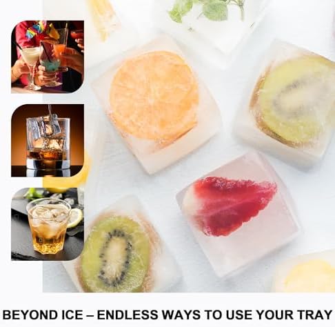 VLM 3 Pack Large Ice Cube Molds, Silicone Ice Cube Tray with Lid for