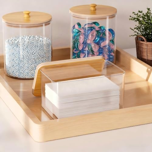 HomePekite Glass Laundry Pods Container & Dryer Sheet Holder, 2+1 Pack