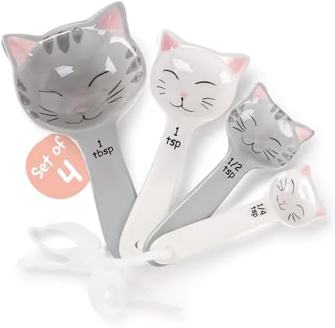 Cat Shaped Ceramic Measuring Spoons - Gift for Any Cat Lover - Cat