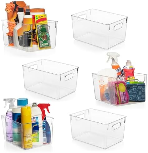 ClearSpace Clear Plastic Storage Bins, 6 Pack