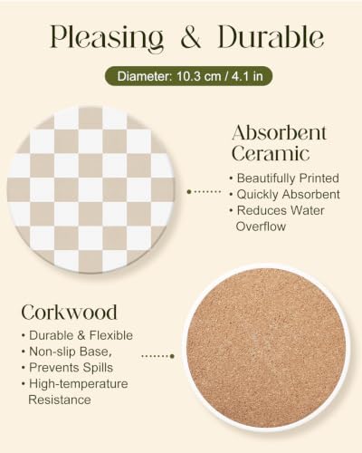 Oqplog 2 Pack Ceramic Absorbent Drink Coasters for Women