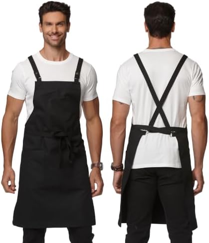 Cross Back Apron for Men Chef Pockets 4251JX