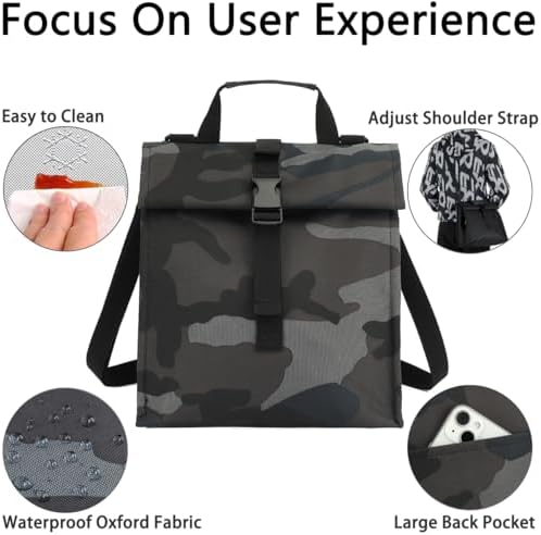 GYEUKHAM Insulated Lunch Bag, Black Camouflage