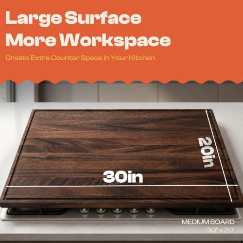 Riveira Walnut Cutting Board, 30 x 20 x 1 Inch