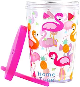 16oz Kids Tumbler Water Drinking Cup 4 Pack - BPA Free, Straw Lid Cup