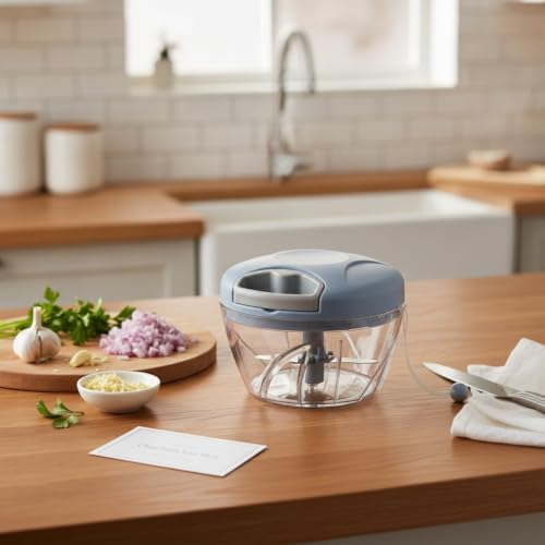 Durable PP Plastic Manual Food Chopper with Pull-String Mechanism for