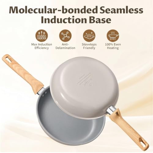 BLAZANT Non Stick Frying Pan Set with Lids, 5 Pcs Ceramic Nonstick Skillets
