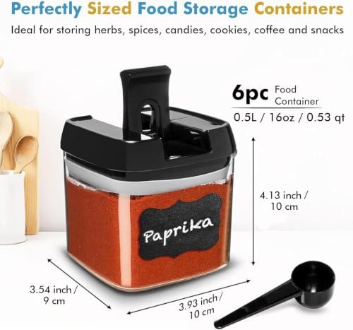 Shazo 6PC (0.5L, 2.1 Cup, 17oz) Airtight Food Storage Containers + 6