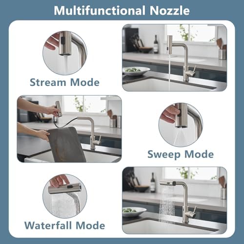 GIMILI Touchless Kitchen Sink Faucet, Pull-Down Sprayer, 15 Inch