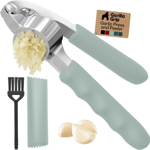 GORILLA GRIP Garlic Peeler and Press Set, Mint