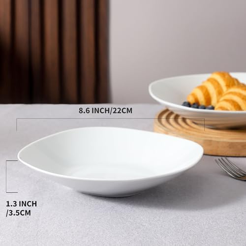 fMBB Ceramic Large Soup Bowls, 8.6 Inches, Modern 4-Piece Deep Salad
