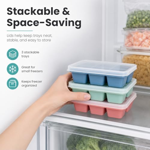 Mini Ice Cube Trays for Freezer, 3 Pack Small Ice Cube Trays with
