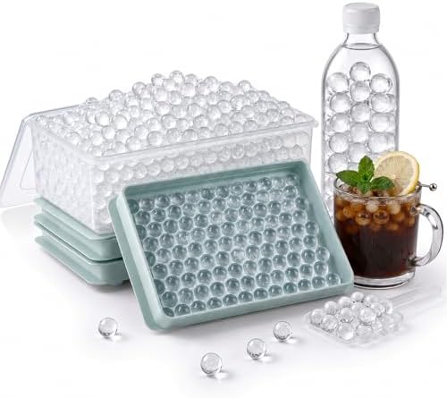 Mini Ice Cube Trays with Lid & Bin, Tiny Pebble Ice Balls for Coffee