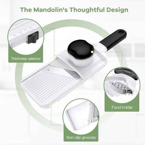 Ibergrif Handheld Mandoline Slicer for Kitchen, Adjustable Vegetable Slicer, Stainless Steel Blades, Safety Hand Guard, Safety Lock, Perfect for Potato Onion Tomato & Cucumber Slicer for Salad