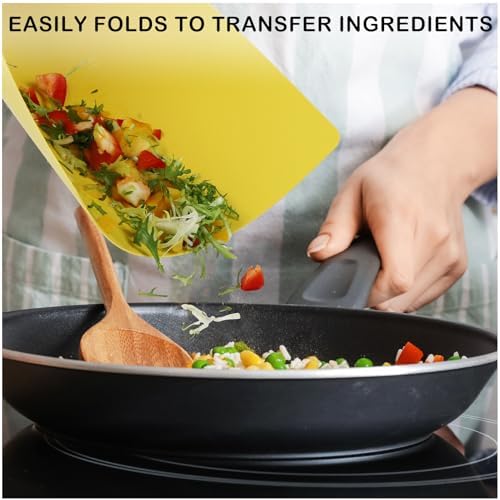 Bamboo Cutting Board Set with 6 Color-Coded Flexible Chopping Mats,BPA