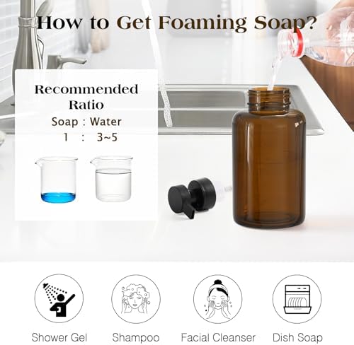 Luxspire Foaming Soap Dispenser, Amber, 2 Pack