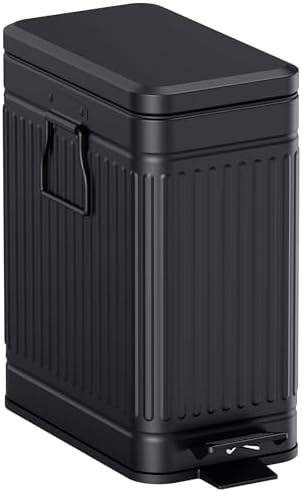 Small Trash Can with Lid, 2.6 Gal, Black